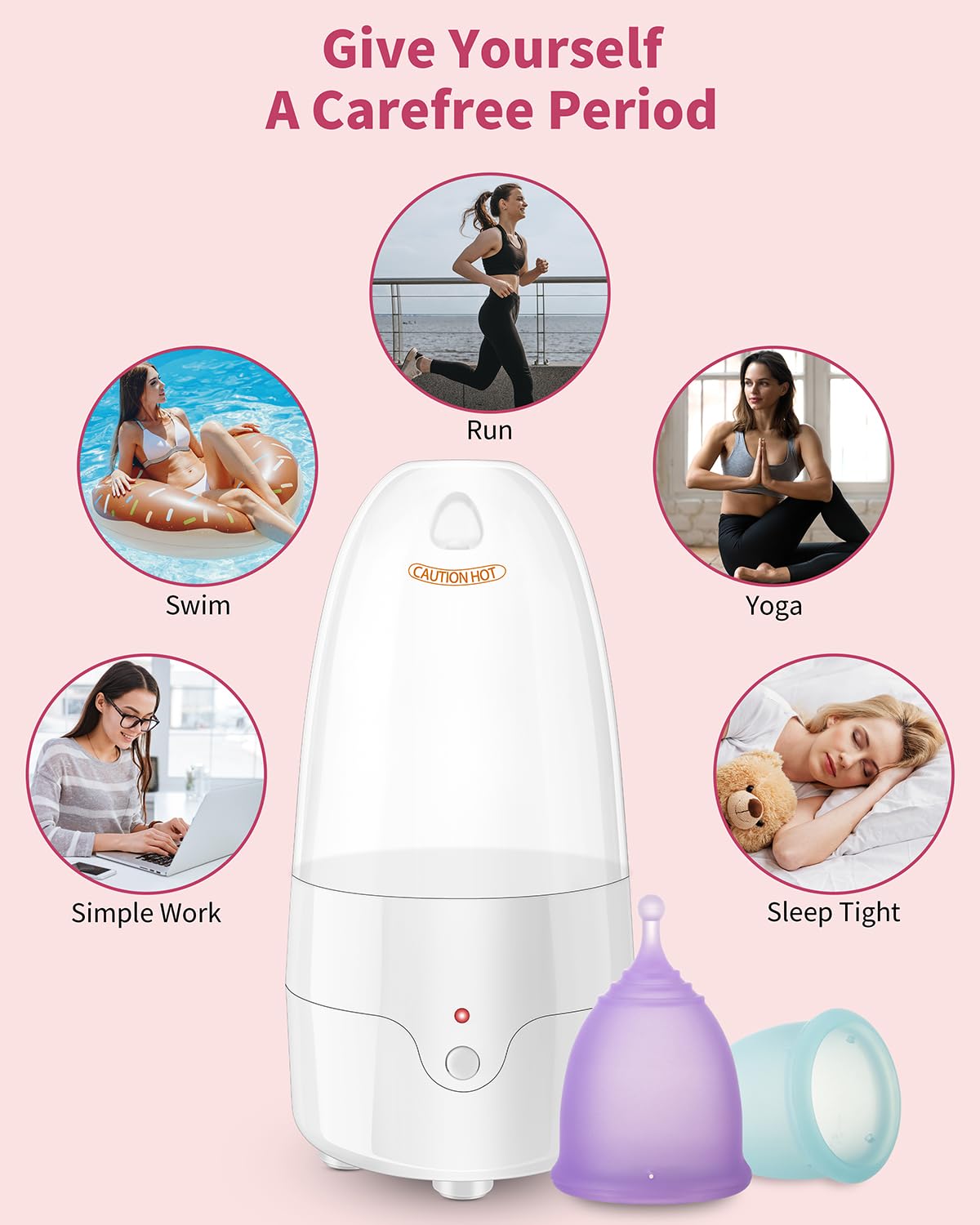 Reusable Menstrual Cup (Small & Large Size) Set of 2, Soft Silicone, Low or High Cervix, Safe Period Cup, Heavy & Light Flow, Feminine Hygiene, Tampons, Pads & Disc Alternative