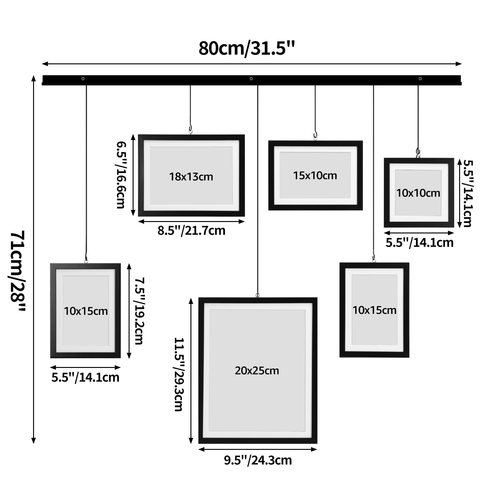 Giftgarden Pele Mele Photo Mural – Lot de 6 Cadres Modulables