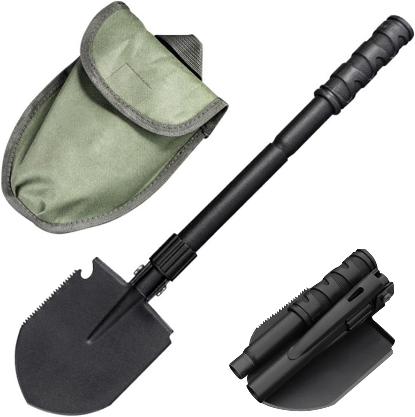 多機能シャベル スコップ 雪かきスコップ スノーショベル 折りたたみ 小型 鋼素材 頑丈 防錆 携帯スコップ 除雪 園芸 車載 作業用 アウトドア ポータブル シャベル 収納バック付き 最大長さ 47cm あす楽対応