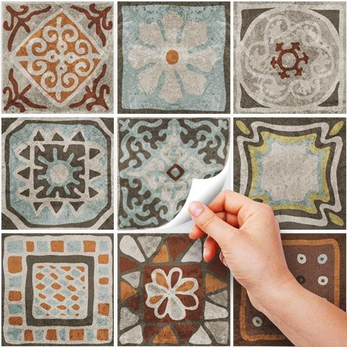 Stickers Muraux Azulejos 32 Autocollants Carrelage 15x15 Cm - Stickers Muraux Décoratifs - Pour Salle De Bain Et Cuisine - Style Azulejos Rénovation