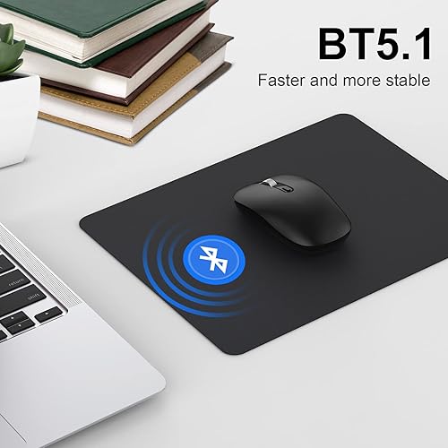 Miniatura 9 de cimetech Ratón Bluetooth para laptop, mouse inalámbrico silencioso delgado, mouse de computadora portátil con receptor USB, rueda de desplazamiento