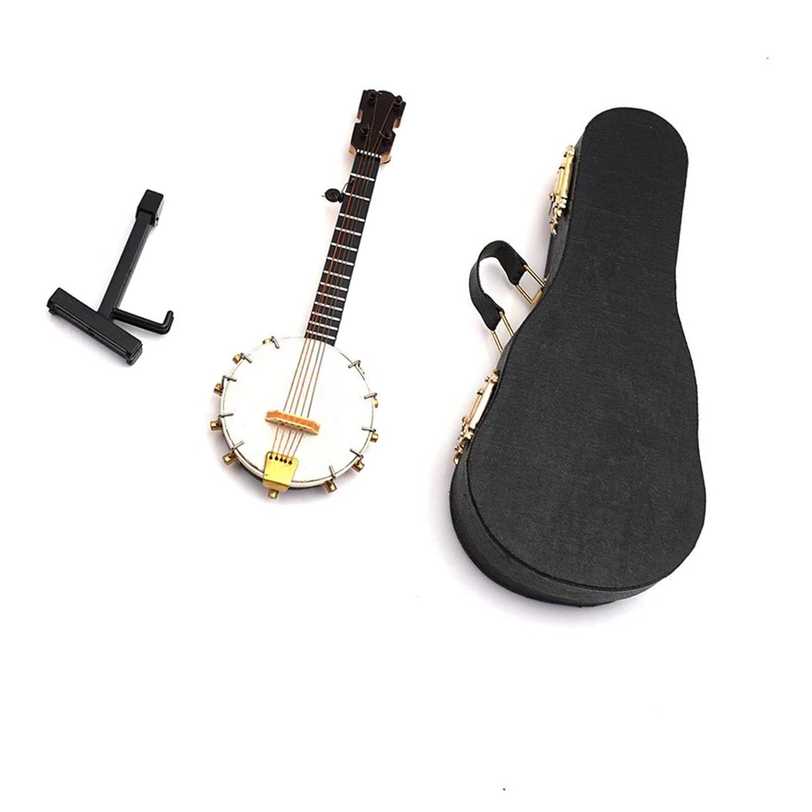 1 Szt. Miniaturowy Model Banjo Ze Wspornikiem I Futerałem Mini Akcesoria Do Instrumentów Muzycznych Dekoracji instrument mini (Size : 20cm)