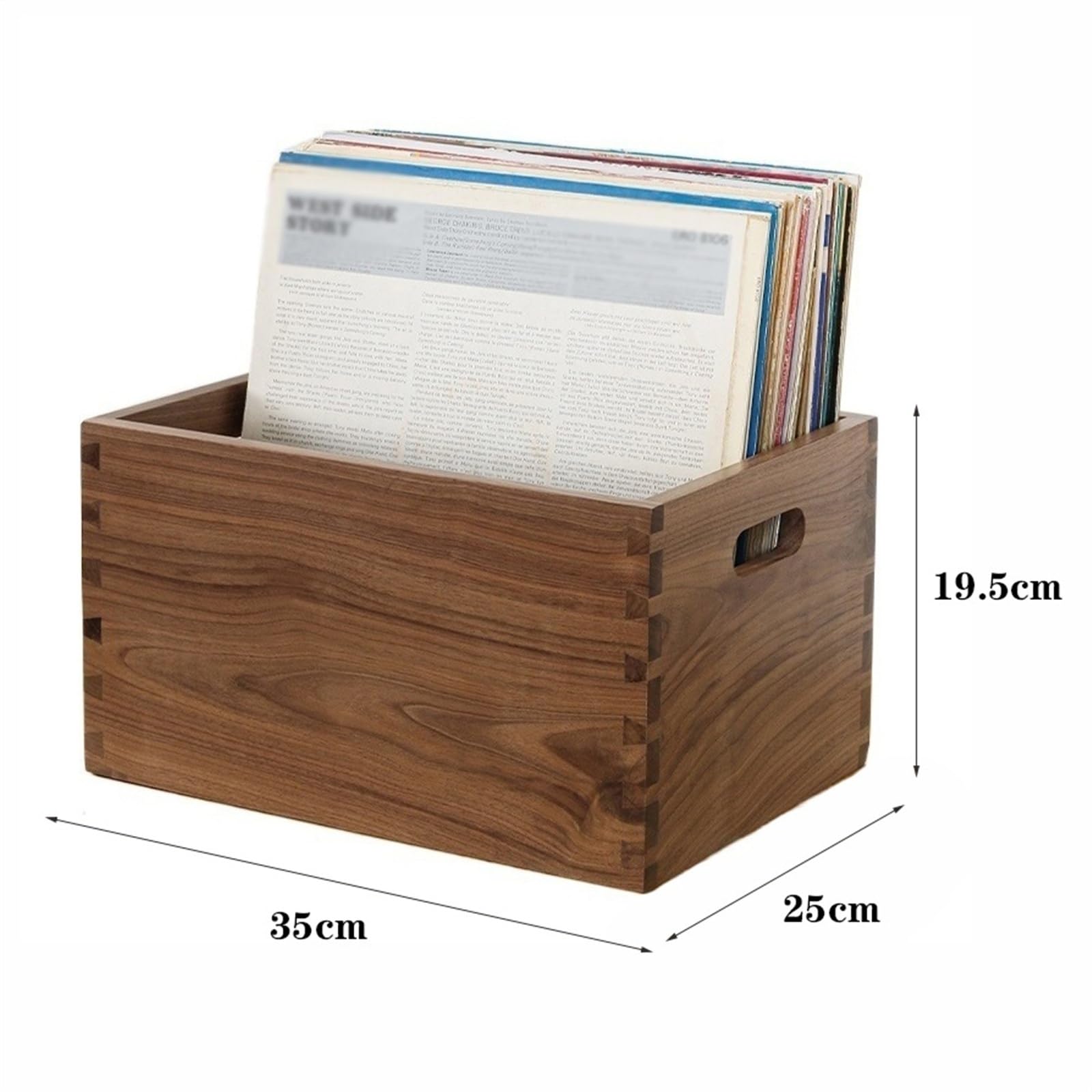 Porta CD da parete Cassa for dischi in vinile Portadischi for CD in legno, scatola for LP con organizer for in cubo di noce nera, custodia for in Documentazione(Grande)