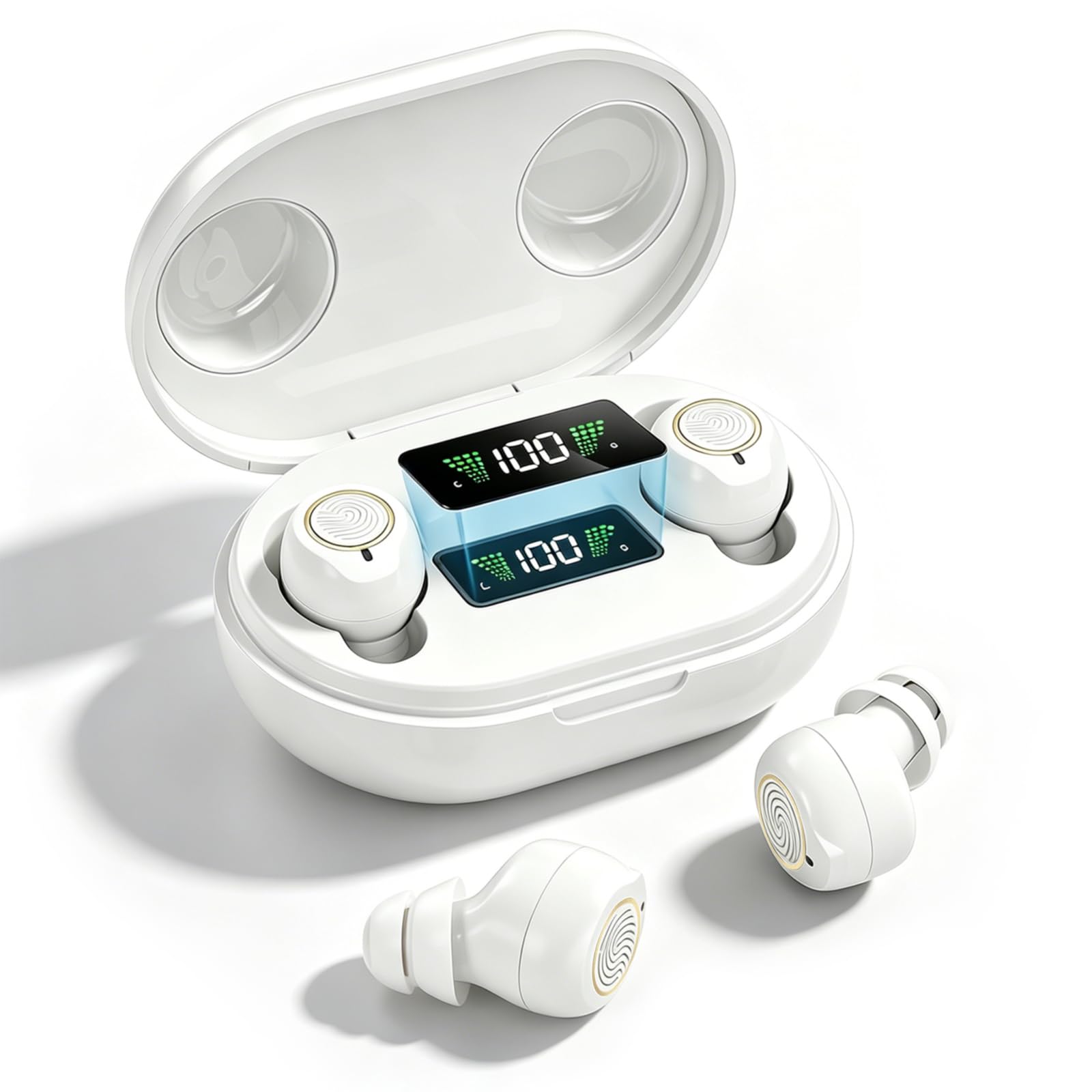 Dispositivo audio ricaricabile per adulti, dispositivo audio digitale con auricolari in-ear leggeri da 3,2 g, anti-urlo, regolazione del volume a 4 livelli, miglioramento vocale, comandi touch per la