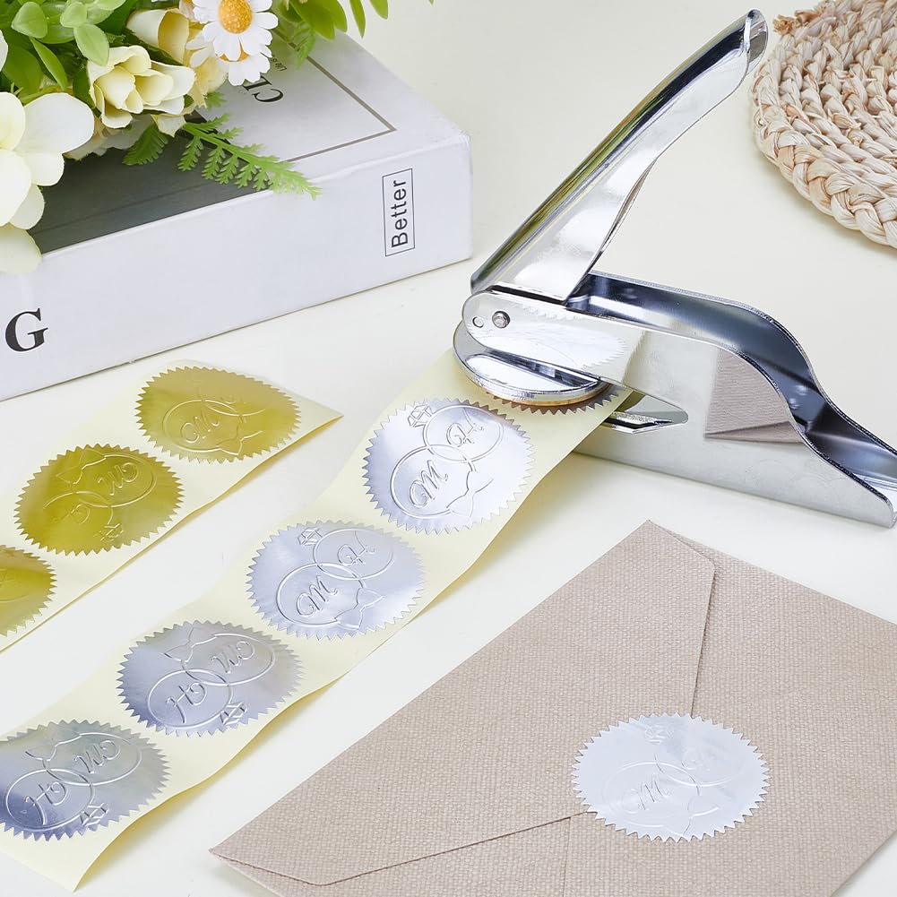 CRASPIRE Embosser Seal Stamp Handheld Embosser Stamp Stainless Steel Hand Held Library Notary Silver Sealing Embossing Stand for Official School Books Gifts Envelopes Napkins Paper Invitation - Image 3