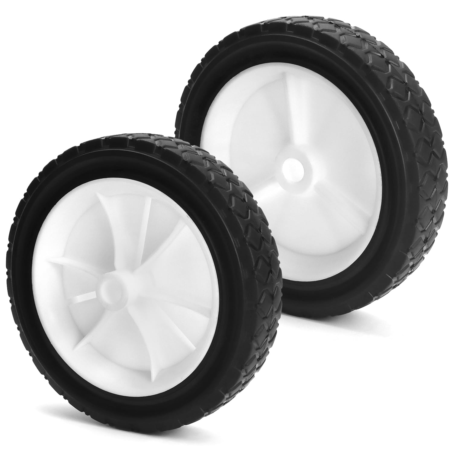QWORK 2 x Rubber Wheel - 175 mm Diameter, 36 mm Width, 12.7 mm Axle Hole, 70 kg Load Capacity - Replacement Wheel for Lawn Mower, Lawn Tractor, Mower