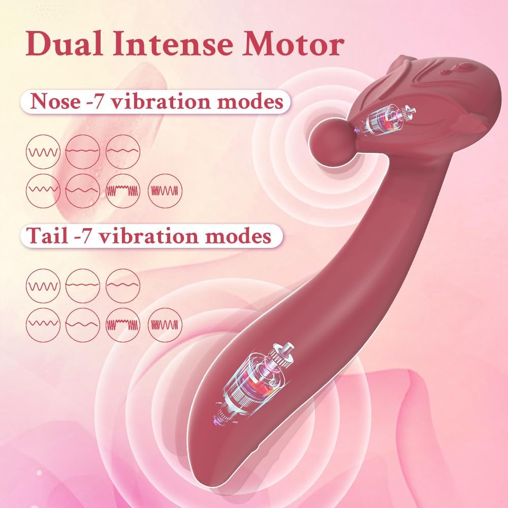 Dildo Vibrator, 10 Frequency Mode Dual Vibration Women's G-Spot Clitoris Massager, Quiet Powerful Silicone Anal Stimulation Flirt Sex Toy Set,B