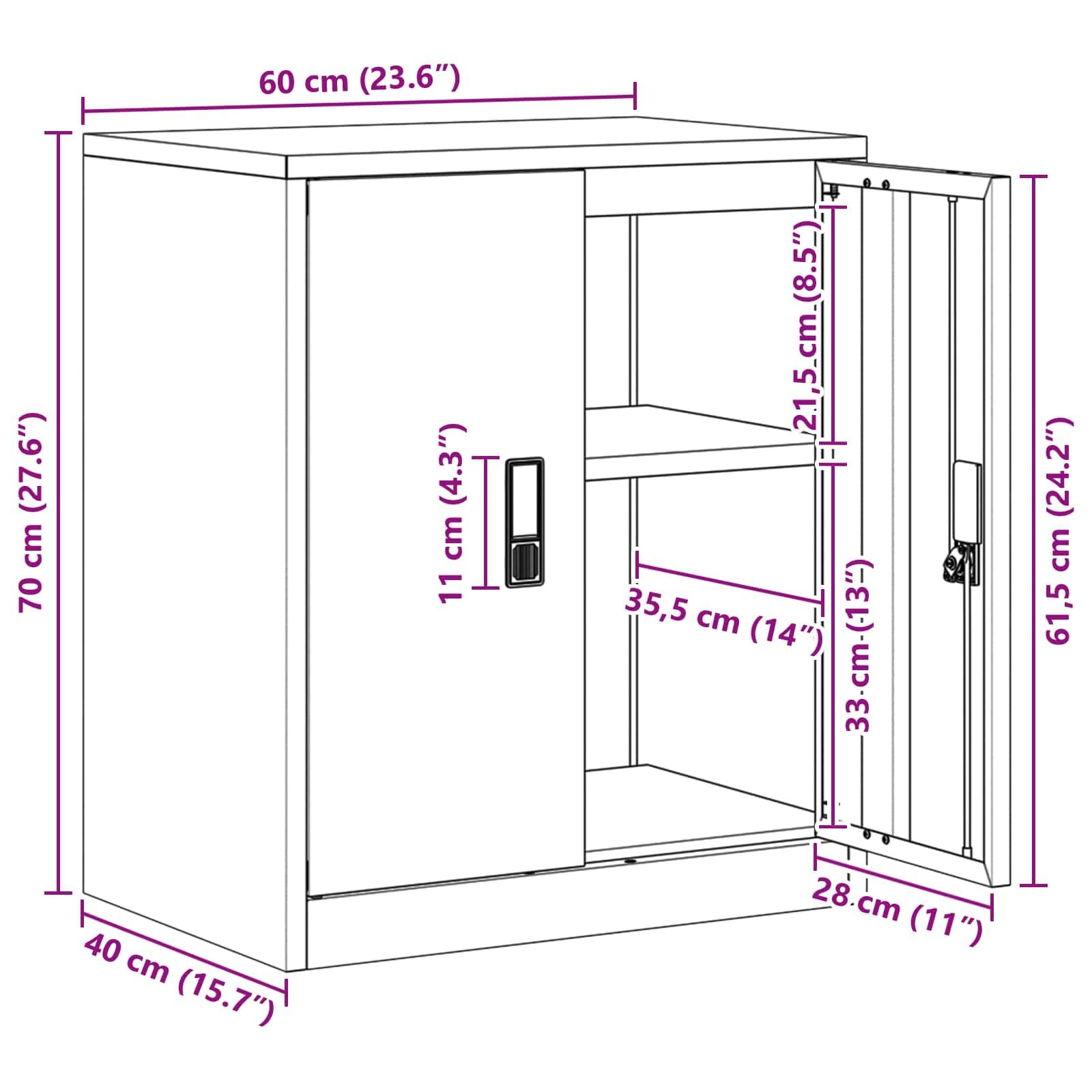 vidaXL Armario de Almacenamiento Rosa 60 x 40 x 70 cm Acero, Armario de Acero Rectangular para Oficina Moderna, con Cerradura, Amplio Espacio y diseño Industrial