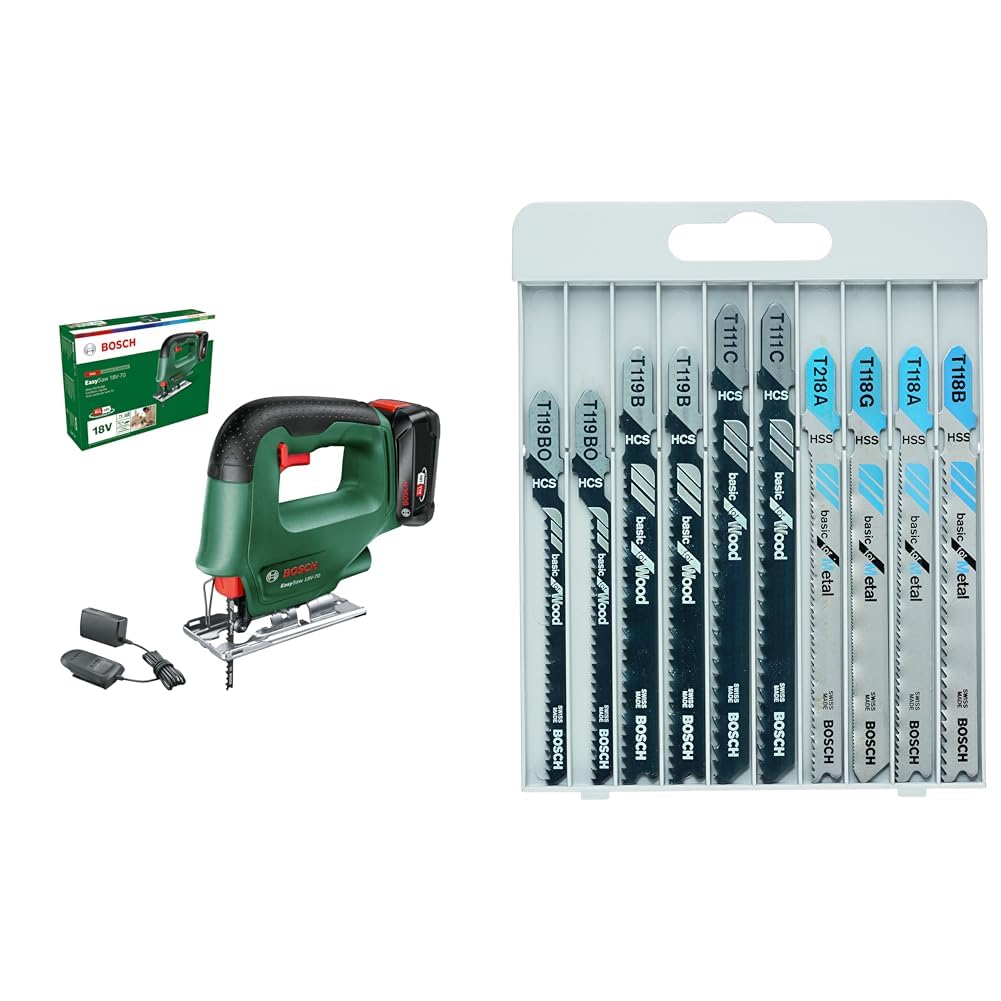 Scie sauteuse sans fil EasySaw 18V-70 Bosch avec batterie 2,0 Ah et 11 lames