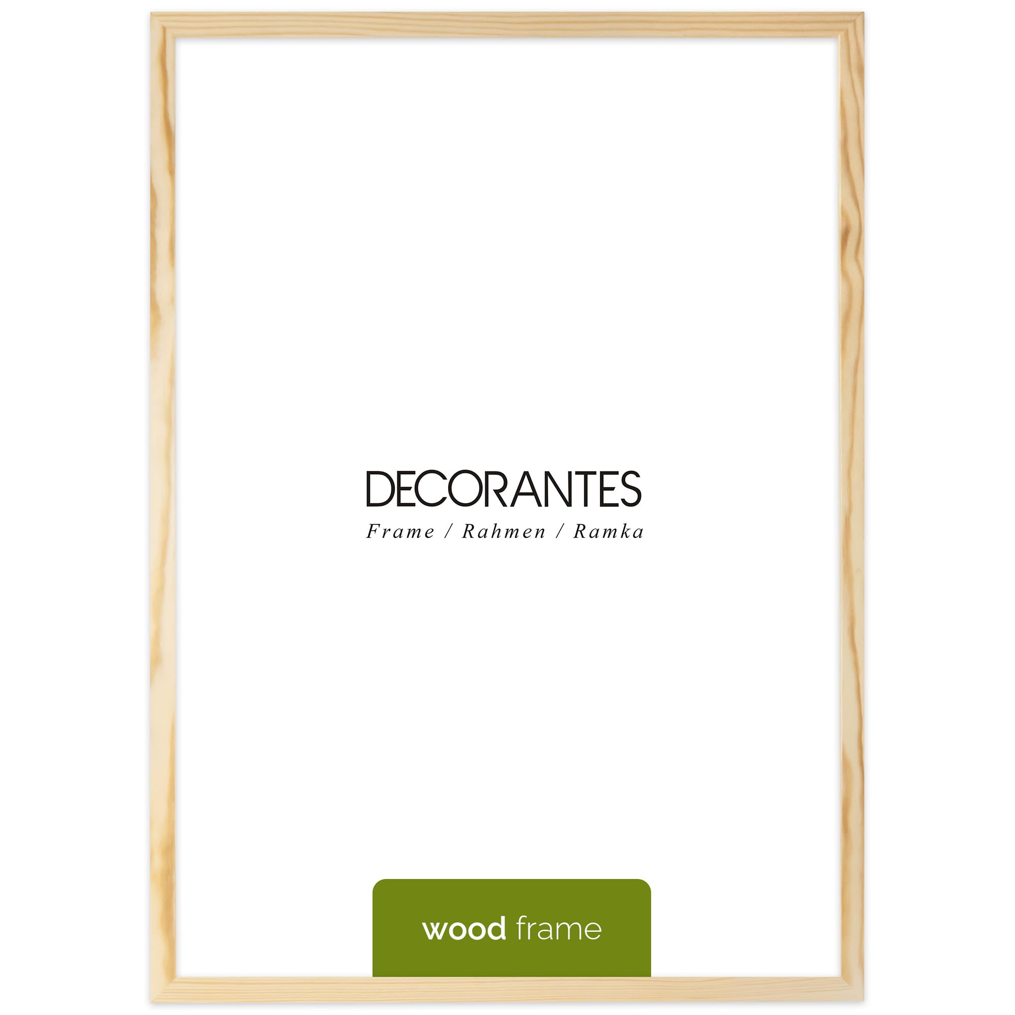 Bilderrahmen 50x70 /2x, Natürlich, Natur Holz Rahmen, Echtholz Bilderrahmen, Rahmen mit Bruchsicheren Plexiglas, Aufhänger und Aufsteller