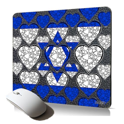 Tapis de Souris Souple Drapeau Israel israelien Football Stable Durable I Love Coeur Coupe du Monde