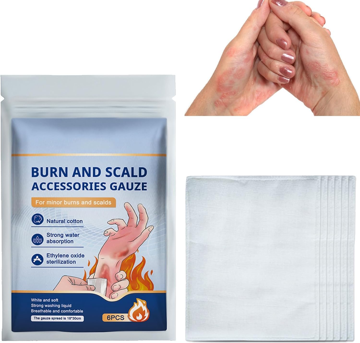 Azonee Folded Sterile Compressed Gauze, Burn Accessory Gauze, Skin Injury Gauze, Clean Wounds with Gauze, Gauze Pads for Cleaning and Cushioning, Burn Wound Care Gauze Pads