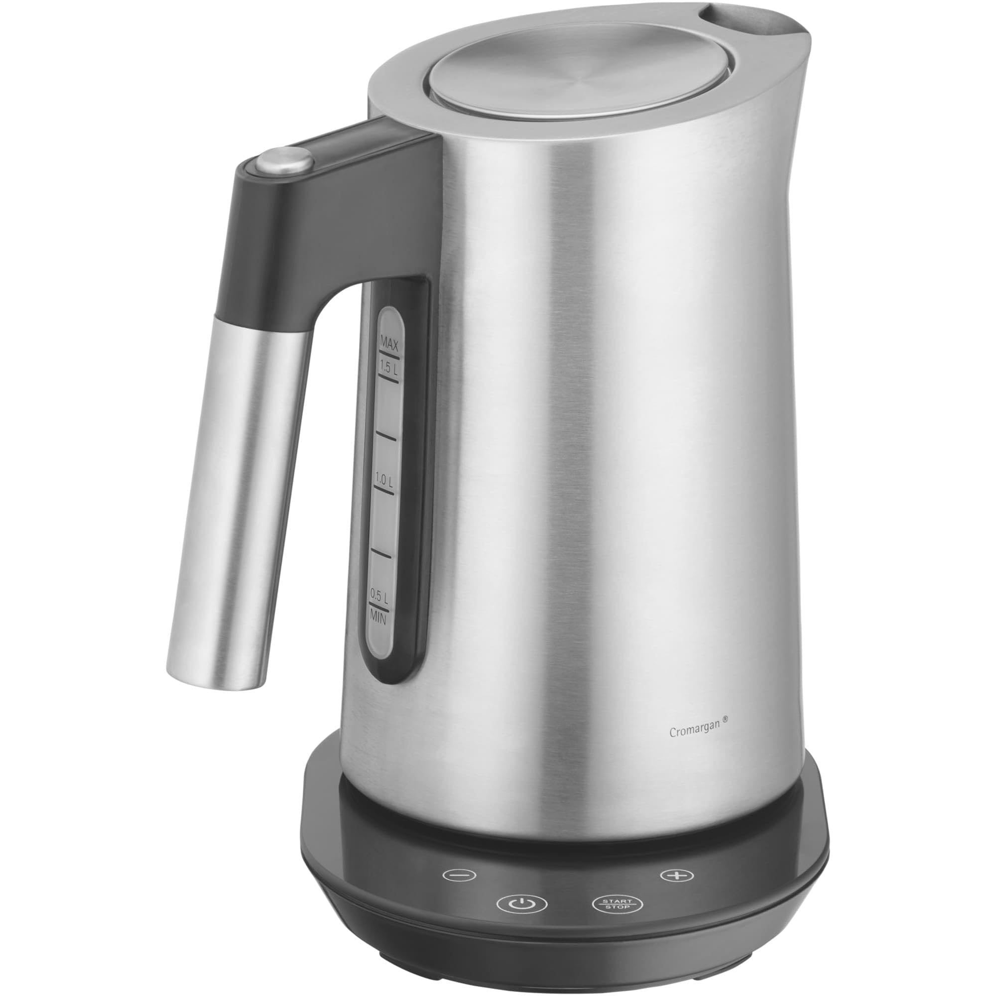 WMF Kineo Hervidor de agua con ajuste de temperatura, 1,6 l, filtro de cal, 3000 W, indicador de temperatura en vivo, hervidor eléctrico de agua de acero inoxidable mate