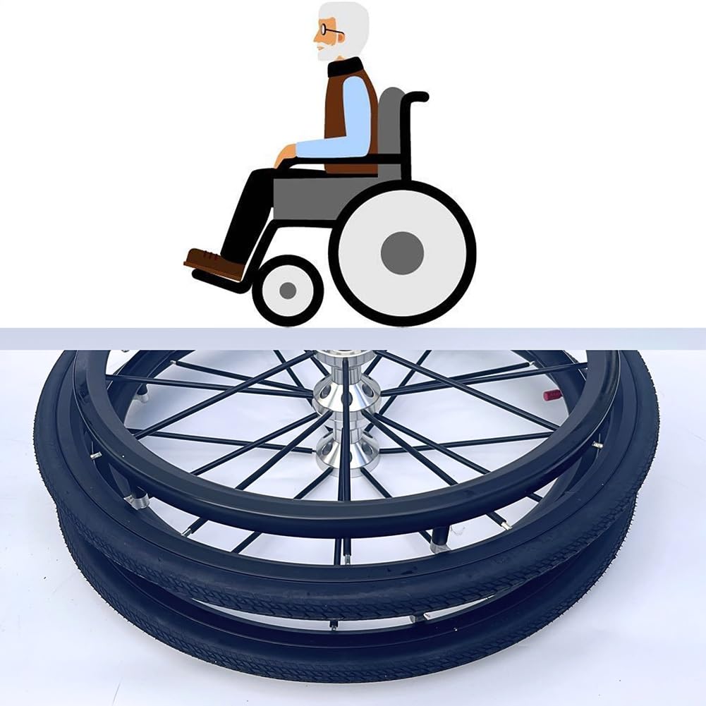 24 x 1 Rueda Trasera para Sillas de Ruedas, 24 Pulgadas Ruedas de Repuesto para Sillas de Ruedas Deportivas, Neumáticos Reemplazables, con Cojinete de 1/2" (1 Juego de 2)