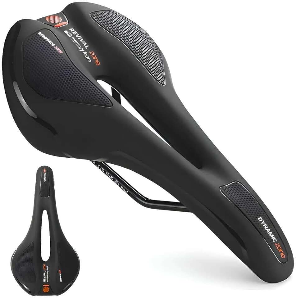 Selim de Bicicleta Vazado com Gel Conforto MTB Speed Urbano Preto/Vermelho Trilhos em Aço Carbono
