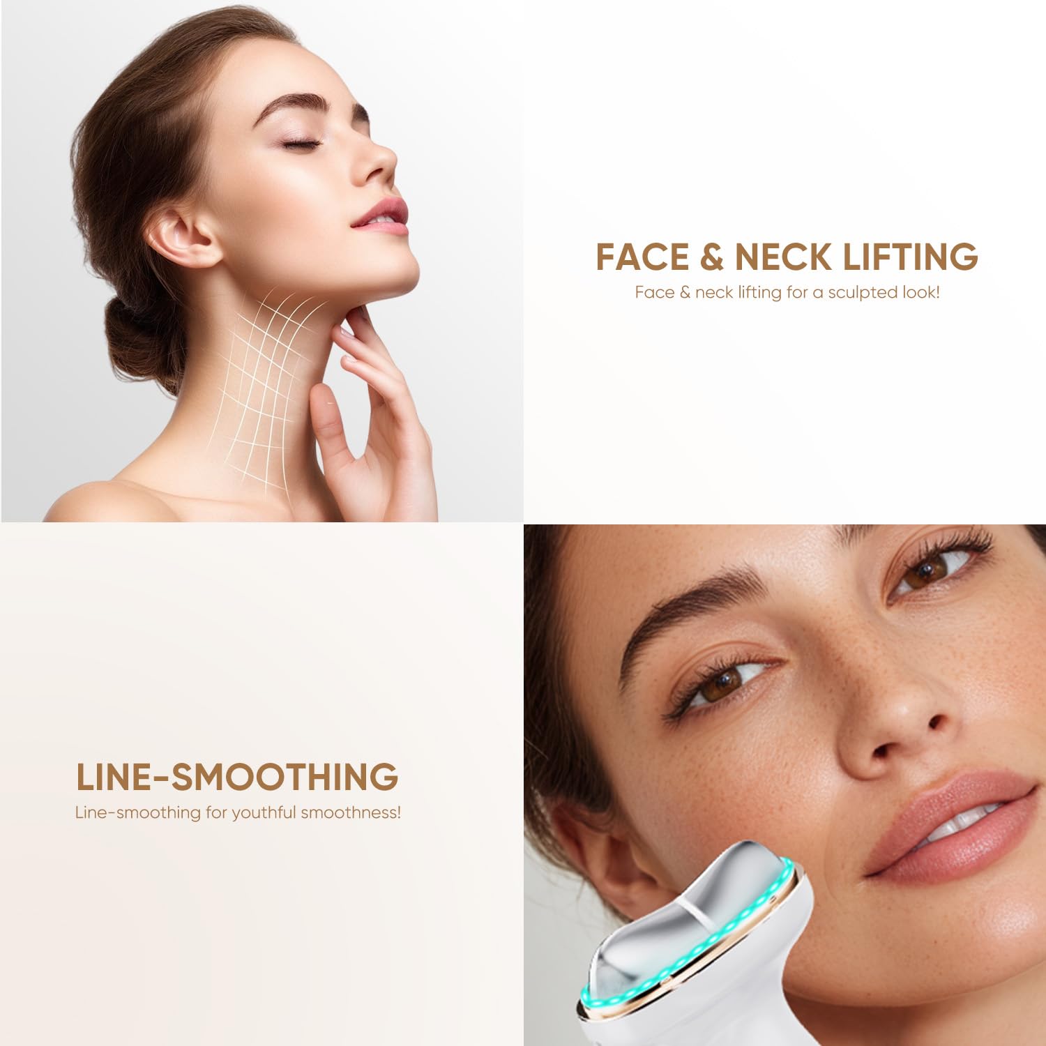 White 7-in-1 Microcurrent Facial Device with Red Light Therapy