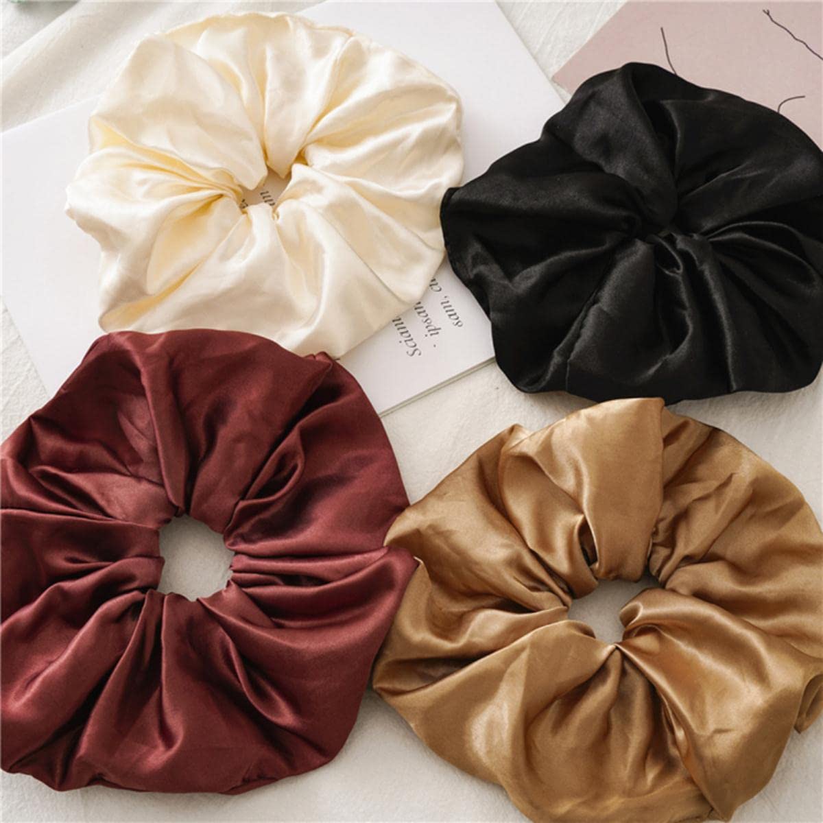 ACiyD Coleteros de Gran tamaño, Gomas Grandes para el Pelo, Bandas elásticas para el Pelo, Soporte para Cola de Caballo, coletero de satén Liso, Accesorios para el Cabello para Mujer-B9 (C7)