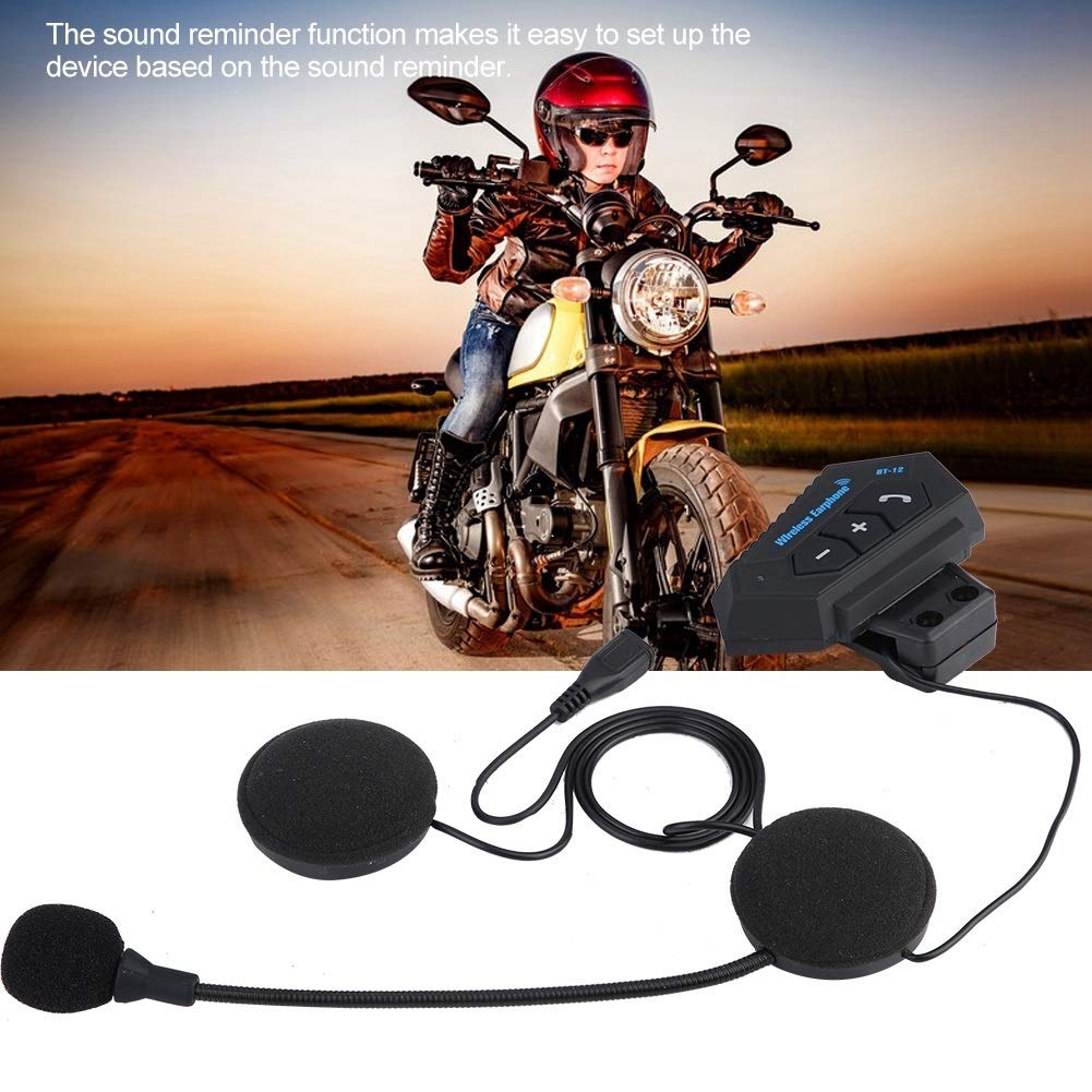KSTE Kit Main Libre Moto, 1 Paire Casque Bluetooth de Moto BT Casque Haut-parleurs Soutien Appels Mains Libres