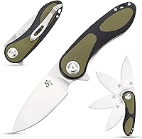 Vista 8 de Sitivien ST139 Sandvik 14C28N Cuchillo plegable de hoja de acero, cuchillos de herramientas EDC con mango Micarta para acampar al aire libre, Verde