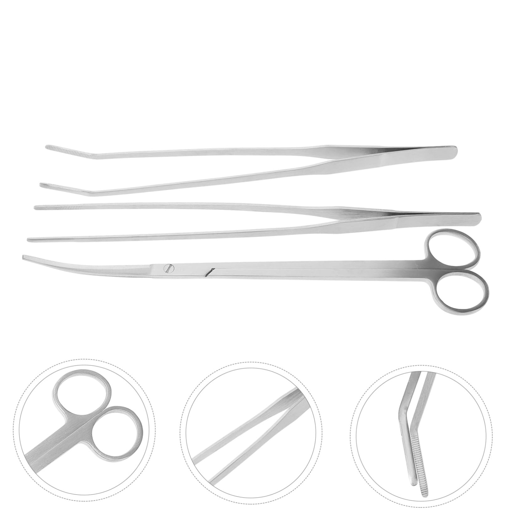 Toyvian 4 Sätze Teiliges Set für Wasserpflanzenpflege mit Gebogenen Scheren Geraden und Gebogenen Pinzetten für Aquarienpflege und Aquascaping