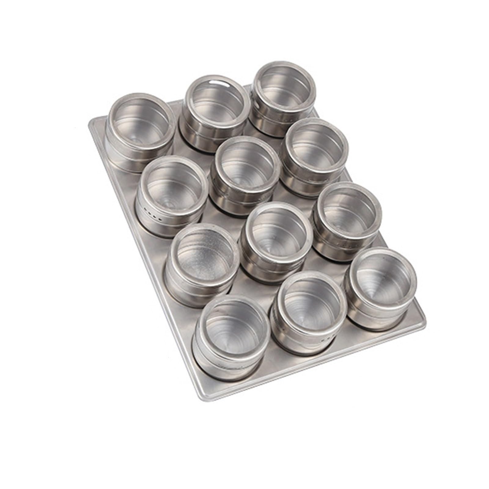 UBOHUZ Magnetic Seasoning Box Stainless Steel Salt Pepper Jar Wall-mounted Barbecue Storage Shaker Bottle Spices Tank With Stickers for Kitchen Condiment(12pcs base)