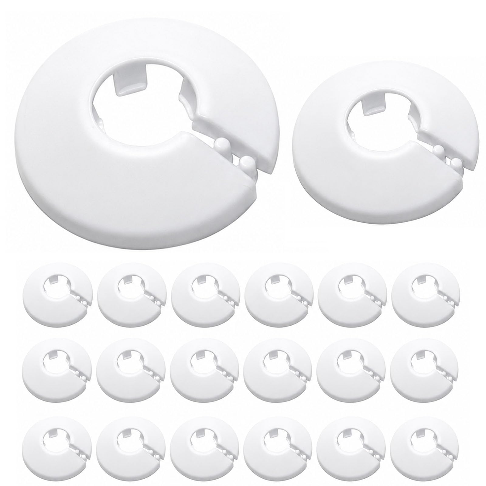 Radiator Water Pipe Covers Collars, 20PCS 20 mm Diameter White Plastic Plumbing Pipes Cover Sleeve Plates Pipes Hole Collars, Wall Pipe Tube Escutcheon, Tidy Decoration Wooden Radiator Pipe Collars