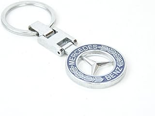 سلسلة مفاتيح سيارة مع شعار لسيارة مرسيدس، أكسسوارات تزيين السيارة - أزرق، معدن