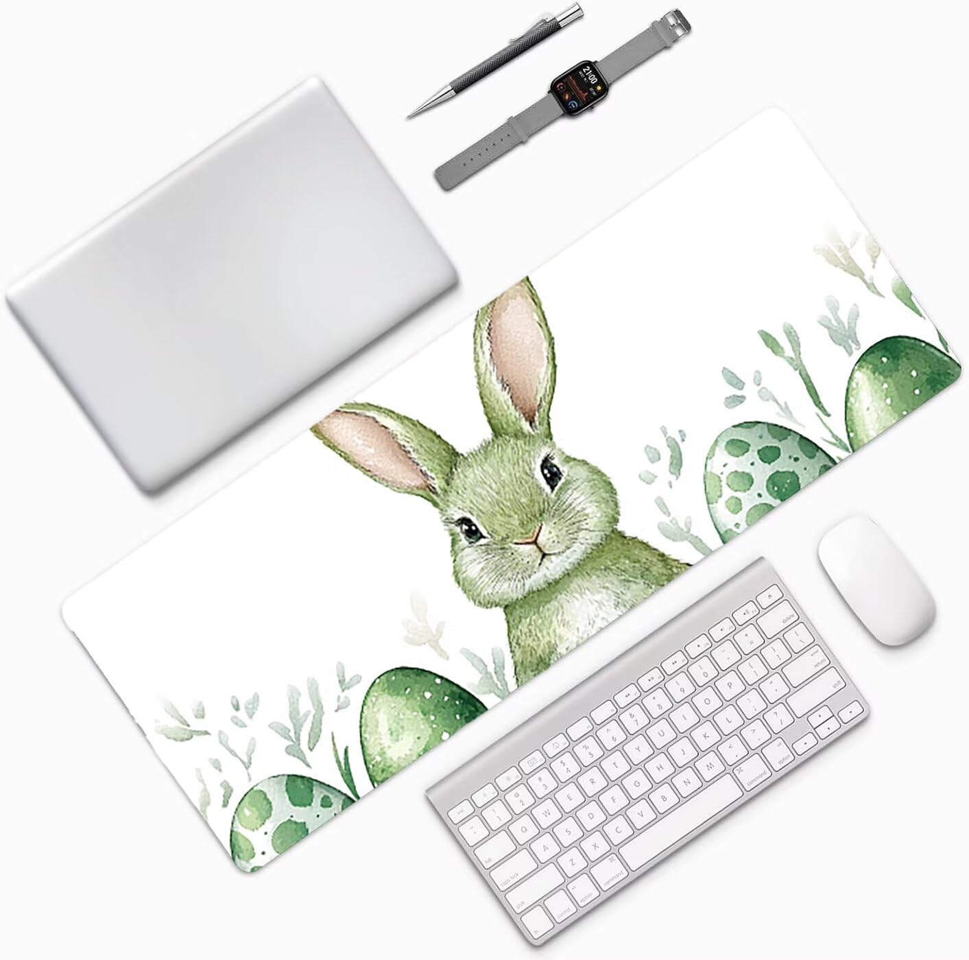 Lpfieonn Ostern Schreibtischunterlage XXL, Beige Schreibtischunterlagen Großes, Gaming Mousepad XXL mit ernähter Rand und Rutschfeste Gummibasis, Desk Mat für PC/Laptop/Mausa 120x60cm PF-3244