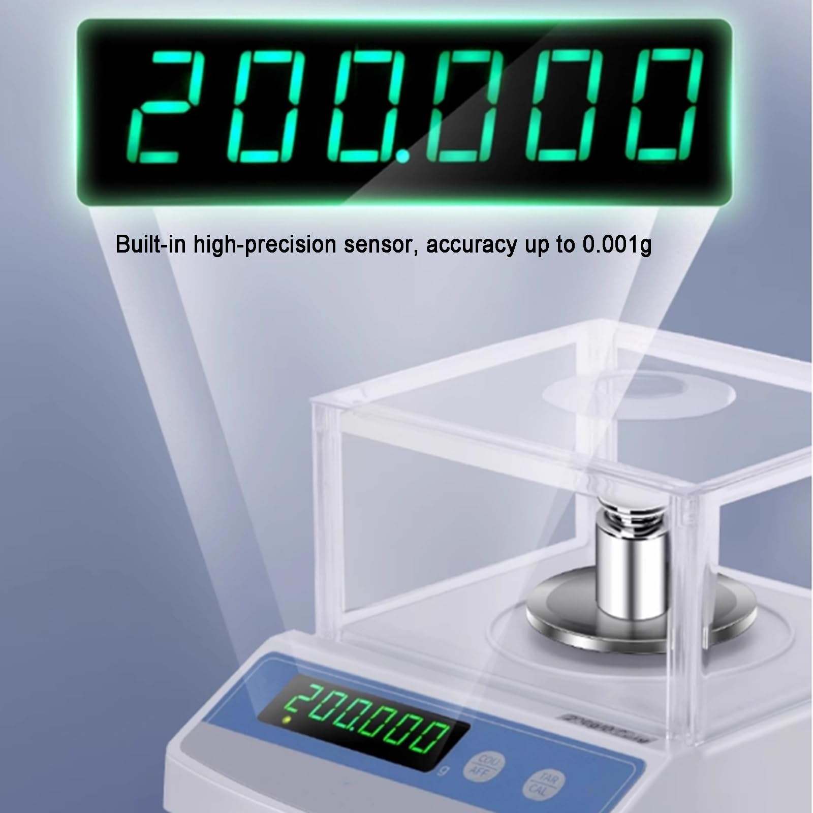 Elektronische Analysenwaage, Digitale Laborwaage, Genauigkeit 0,001 g, mit Schutz und LCD-Anzeige, Überlastungsalarm, für Schmuck, Gold, Teileprüfung