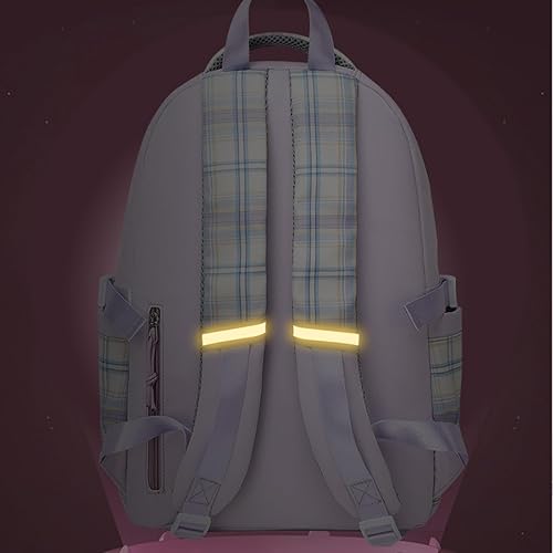 Miniatura 3 de Mochila japonesa Kawaii para mujeres y niñas, mochila estética linda con colgante rosa, mochila escolar duradera a la moda para niñas (púrpura)