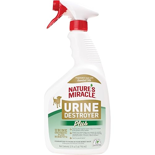 Nature’s Miracle Urine Destroyer Plus Dog, 32 Ounces, Enzymatic Formula, Ready-to-Use