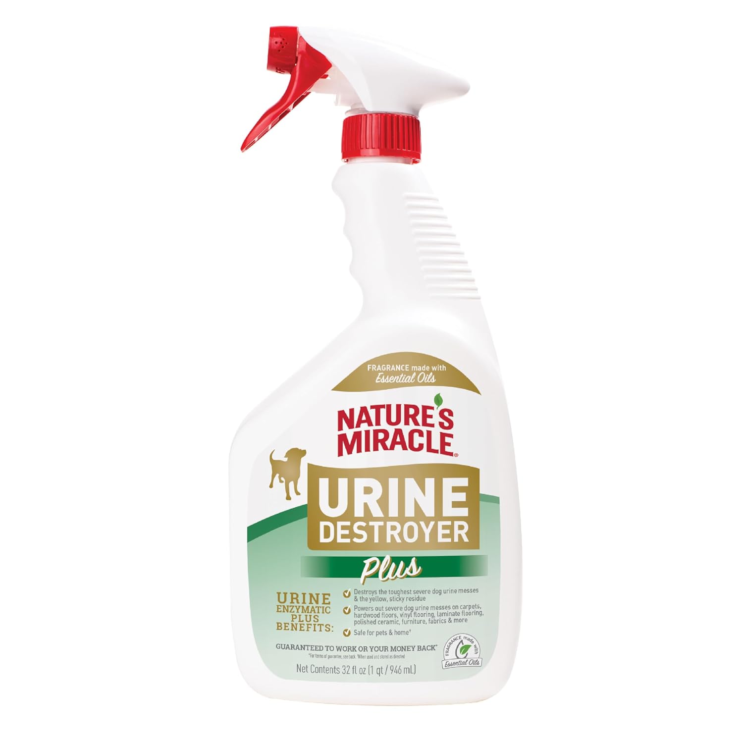 Natures Miracle Urine Destroyer Plus Dog 32 Ounces Enzymatic Formula Ready-to-Use