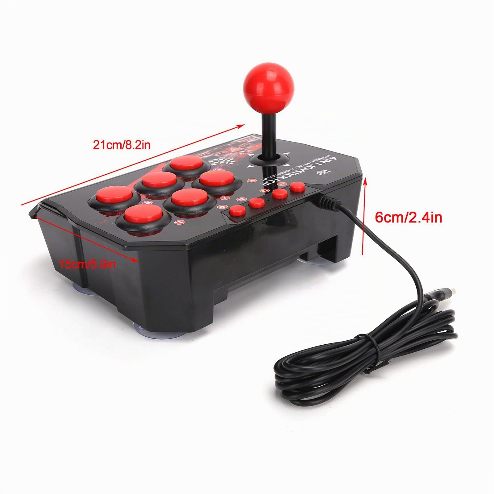 Arcade Fight Stick, Controller di Giochi Arcade con Joystick Arcade Cablato 4 in 1 con Funzioni Turbo, Adatto per Giochi Switch/PC/PS3/Android
