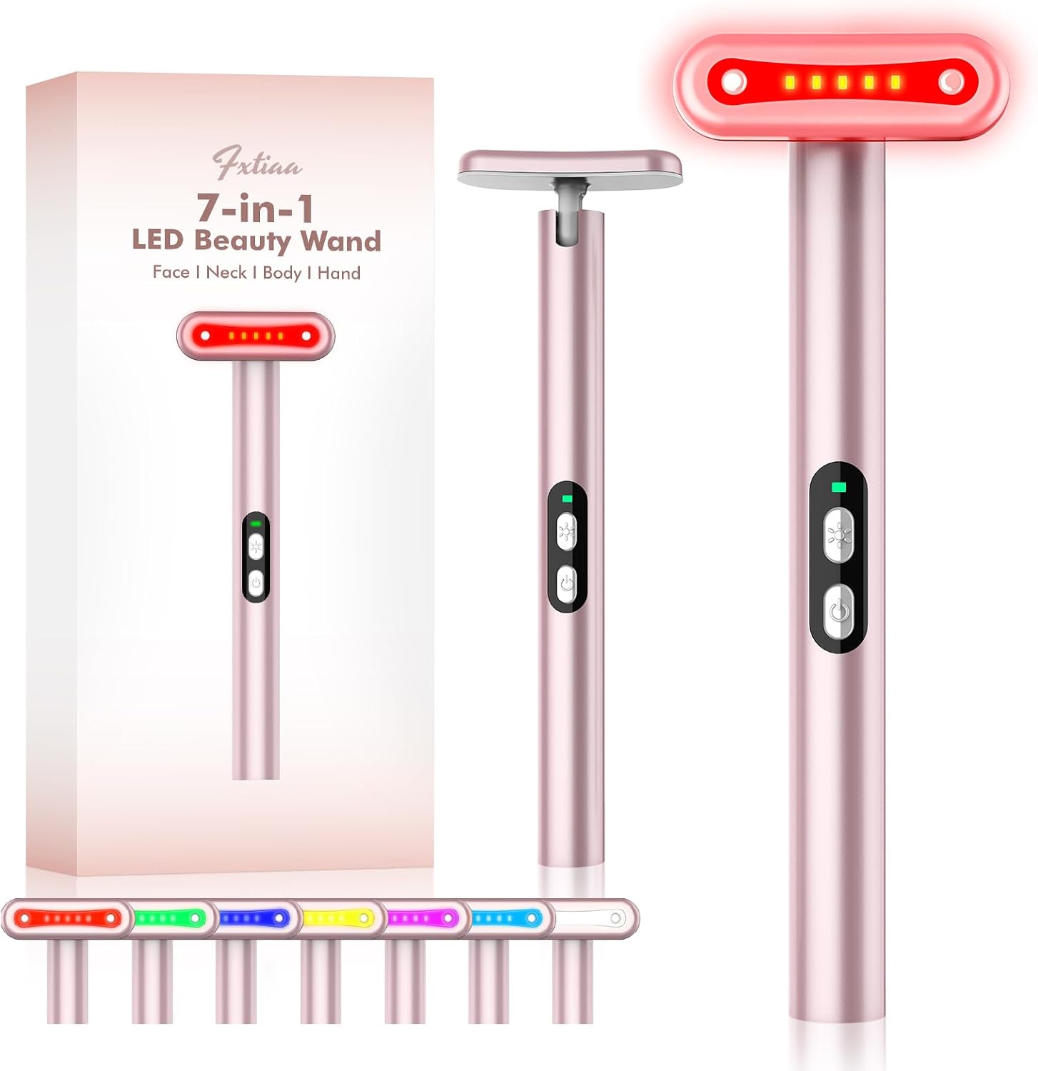 Red-Light-Therapy-Wand, 7 Colors LED Facial Light Therapy Wand for Face and Neck Rejuvenation, Face Massager Eye Beauty Tool at Home Red-Light-Therapy-Wand, 7 Colors LED Facial Light Therapy Wand for Face and Neck Rejuvenation, Face Massager Eye Beauty Tool at Home