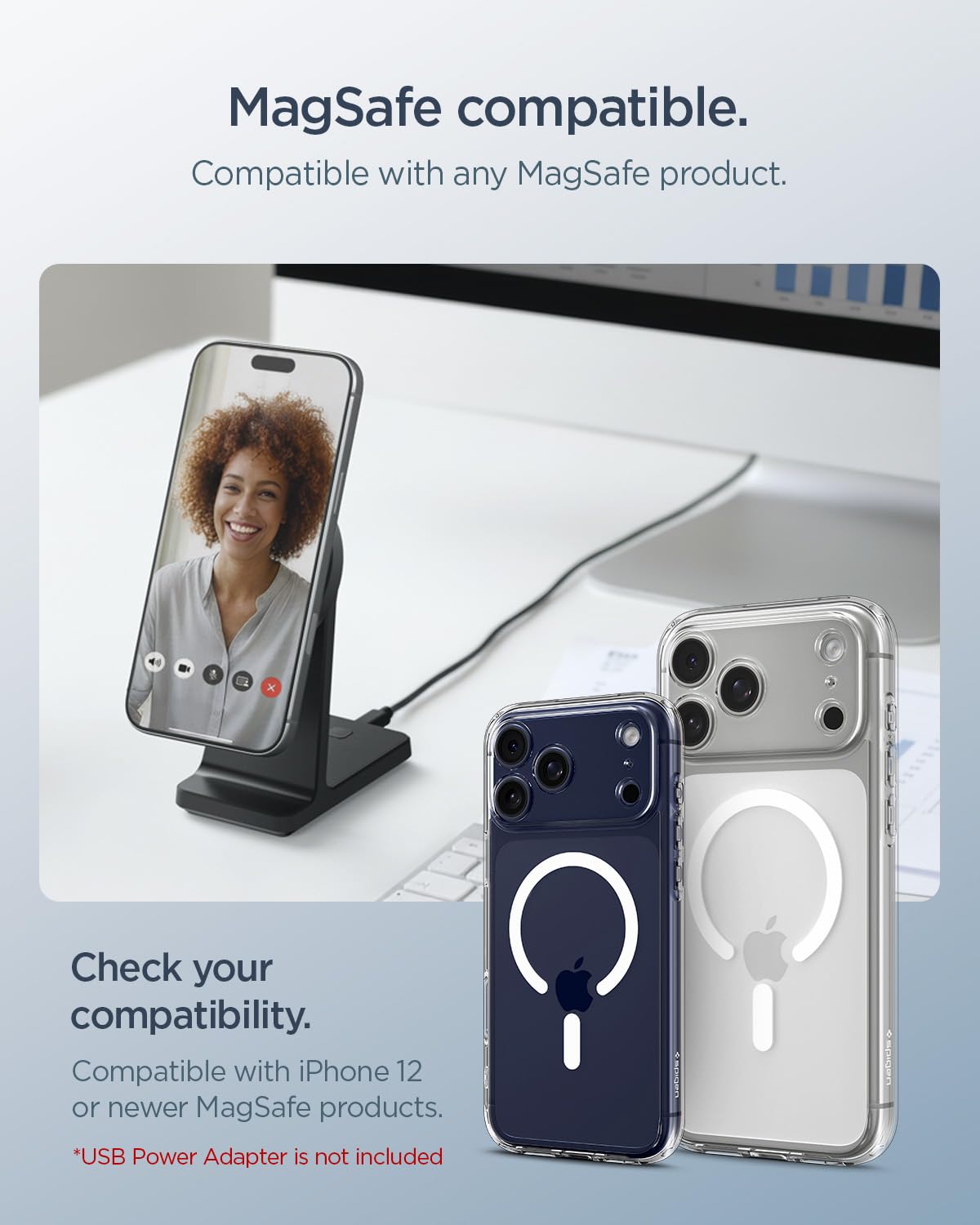 Spigen OneTap Pro 3 Cargador Inalámbrico Qi2 15W para MagSafe, Cable USB-C de 2m, Ventilador de Enfriamiento Estación de Carga Magsafe Compatible con iPhone 16 15 14 13 y Funda