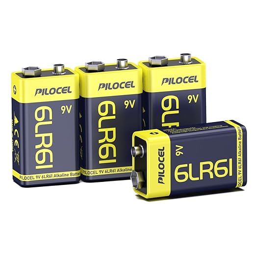 9V Batteries 9V 6LR61 Battery 9 Volt Battery Alkaline Battery Disposable Batteries for Smoke Detector (4 Counts)