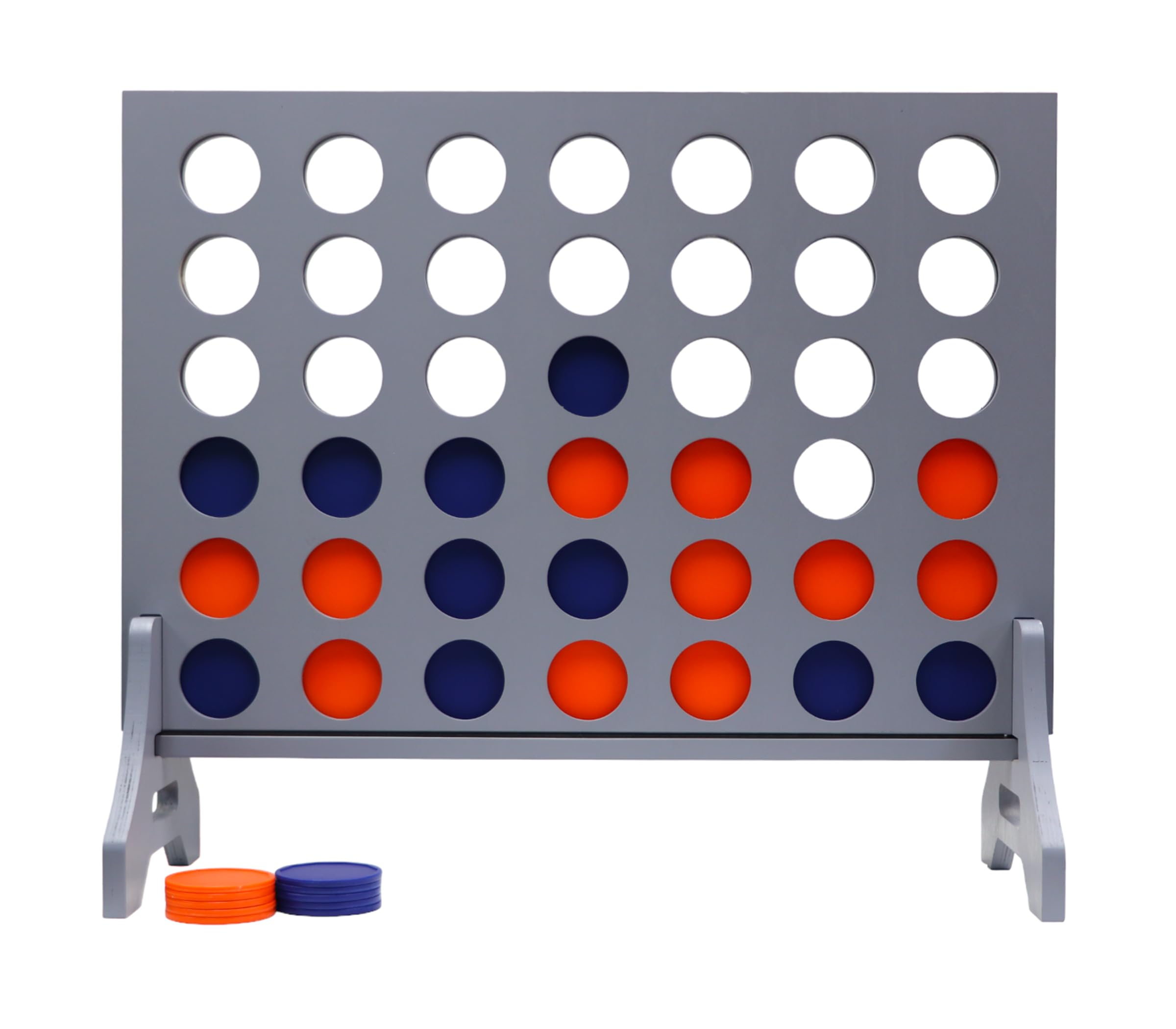 Giant 4 in a Row Game for Family &amp; Adults – Tailgating Pros Jumbo Grey Wooden Four in a Row Indoor &amp; Outdoor Yard Game for Family Party Fun, Portable Activities for Patio, Backyard, and Camping