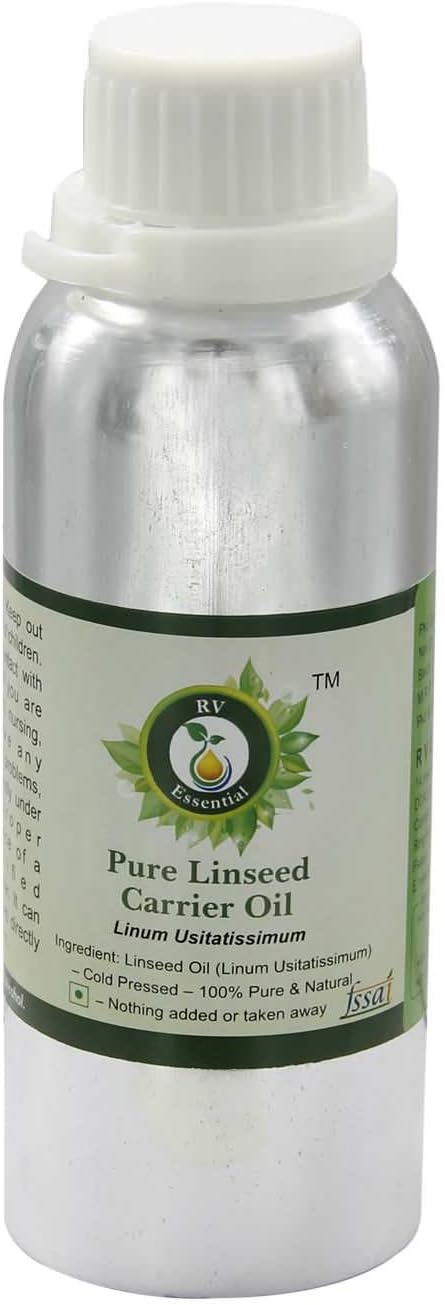 R V Essential Pure Linseed Carrier Oil 1250ml (42oz)- Linum Usitatissimum (100% Pure and Natural Cold Pressed)