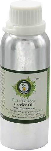 R V Essential Aceite de linaza  Linum Usitatissimum  100% puro natural  para cocinar  para pintar  para cabello  prensado en frío  21.3 fl oz  21 oz