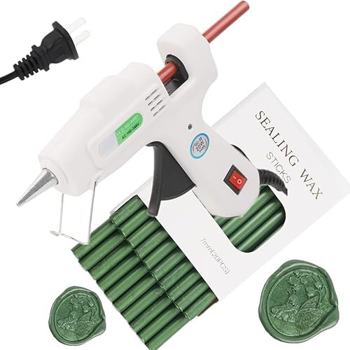 Miniatura 9 de ONWINPOR - Juego de 20 varillas de sellado de cera roja con pistola de pegamento, juego de palos de sellado de cera para pistola de pegamento, ideal