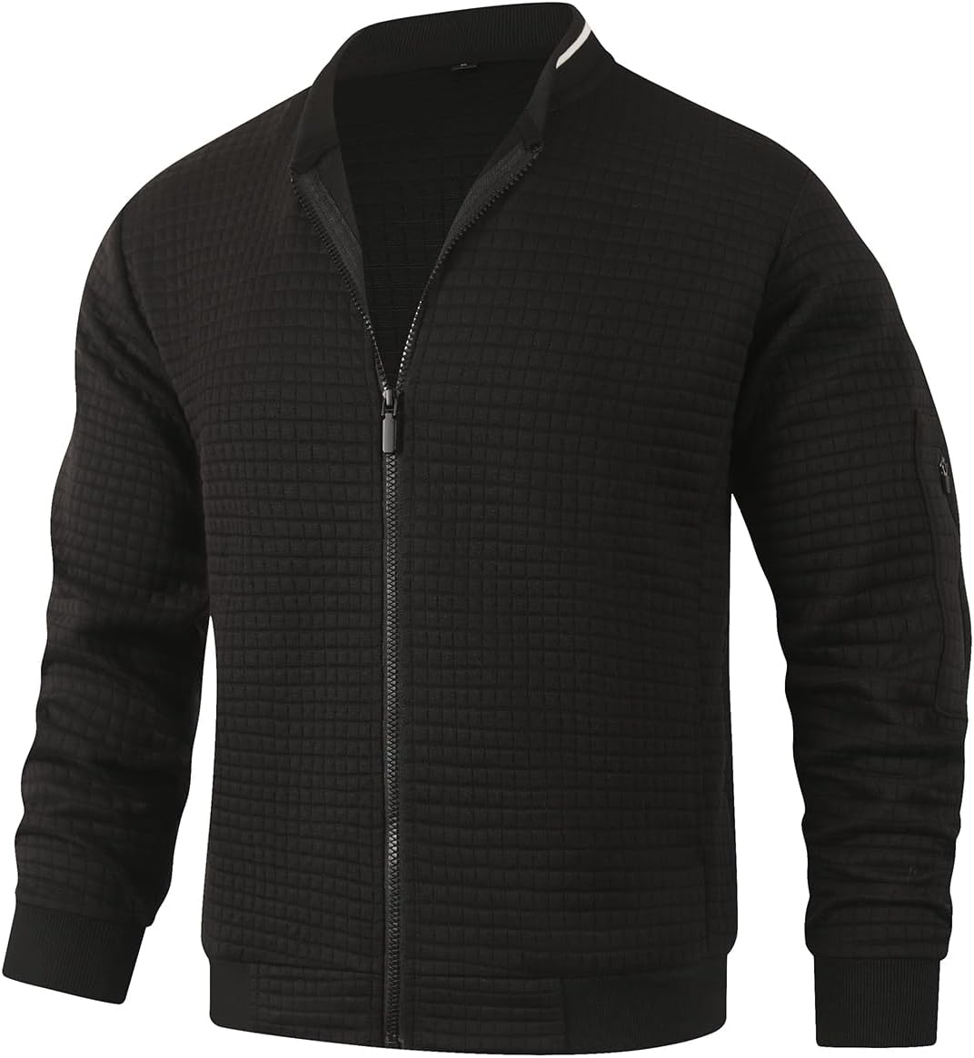 HOOD CREW Men’s Lightweight Casual Jackets Varsity Bomber Jacket Coat with Zipper - Image 4