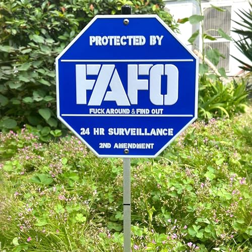 FAFO Security Sign - 3D Metal Funk Around and Find Out Sign with Stake 10 Protected By FAFO Metal Reflective Sign Home Security Signs for Yard - Heavy Duty Weather Resistance Sign