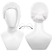 C-ZOFEK Anime Cosplay Wig White Hair with Glasses for Men Halloween Costume White