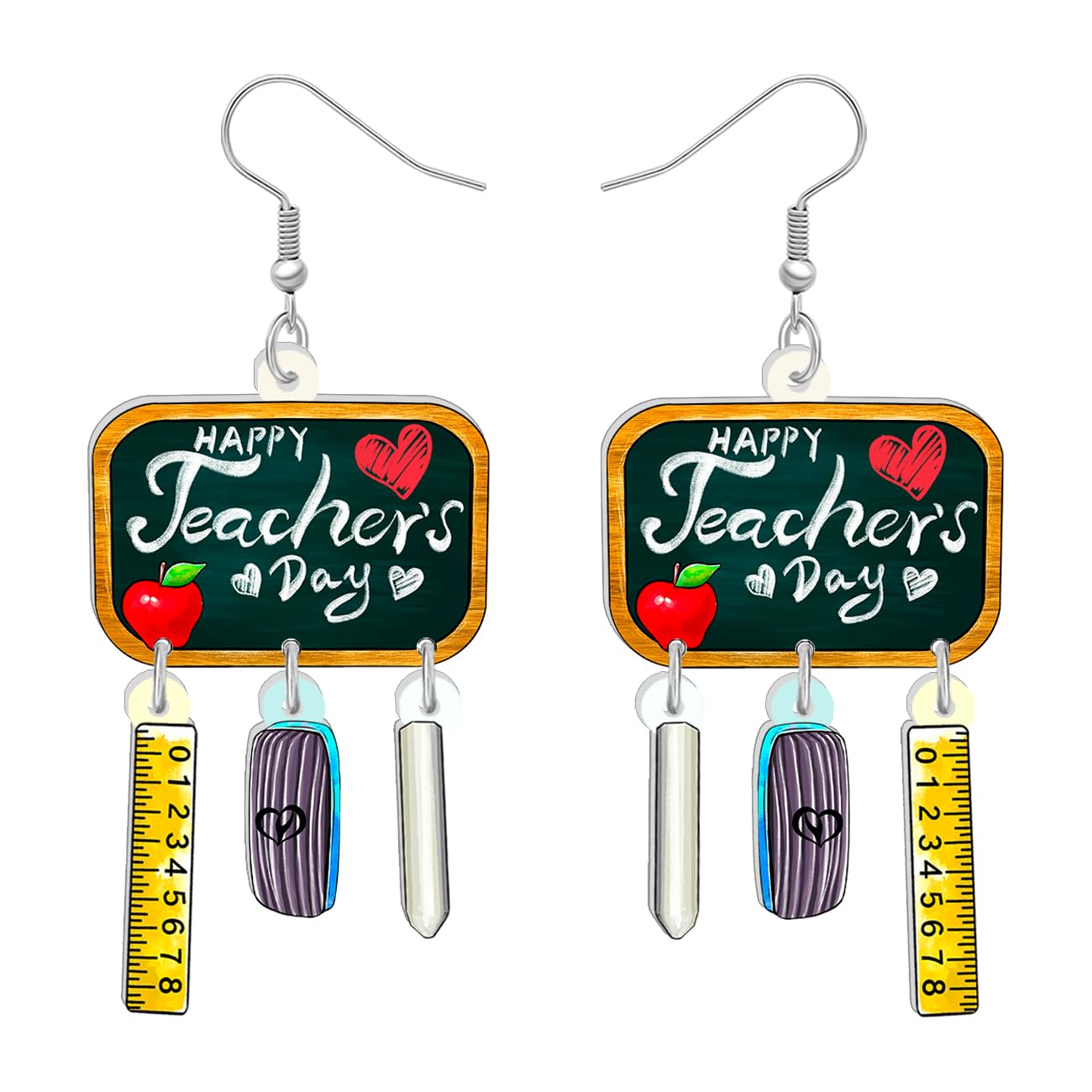 NEWEI Acrylic Book Stack Earrings - Retro Vintage Dangle Jewelry For Book Lovers & Teachers - View #10