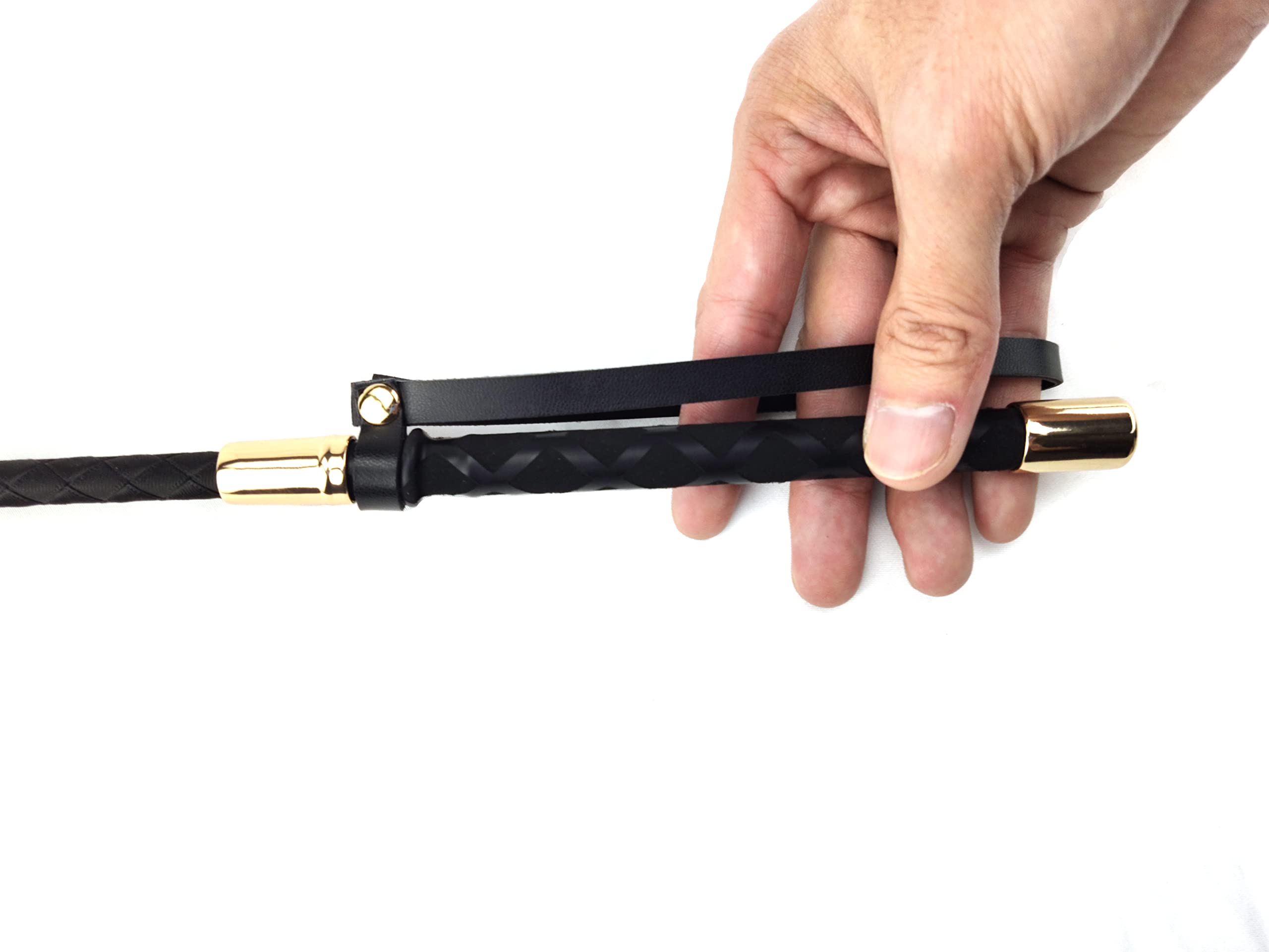 Azatemgo Frustino da equitazione in poliuretano, con manico e corda per appenderlo, 45 cm