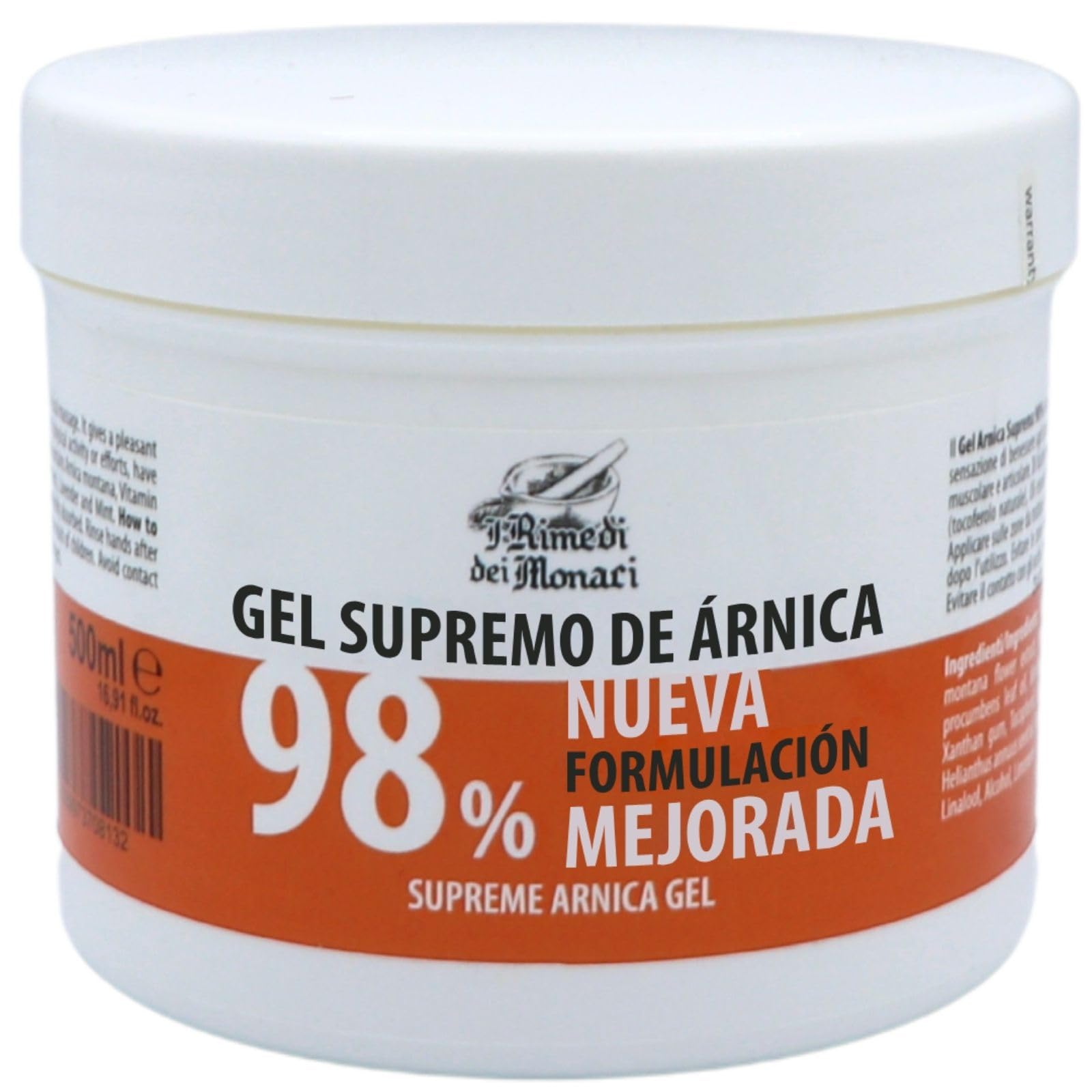 I Rimedi dei Monaci - Árnica de caballo para uso humano 98% | 500ML | Con extractos de lavanda, menta, aceite de gaulteria, vitamina E | Crema de árnica calmante muscular 100% made in italy