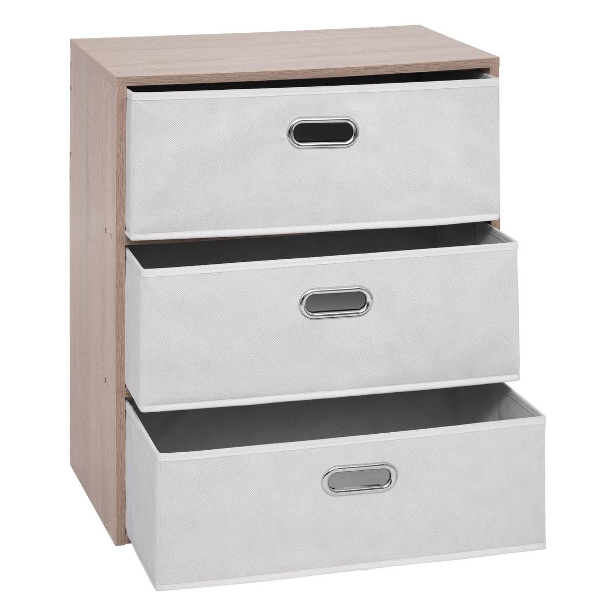 5 five simply smart 5Five - Cassettiera DRESS UP Beige - 3 cassetti - 50x30x60cm - Mobile contenitore funzionale, per organizzare la camera da letto, elegante e pratico