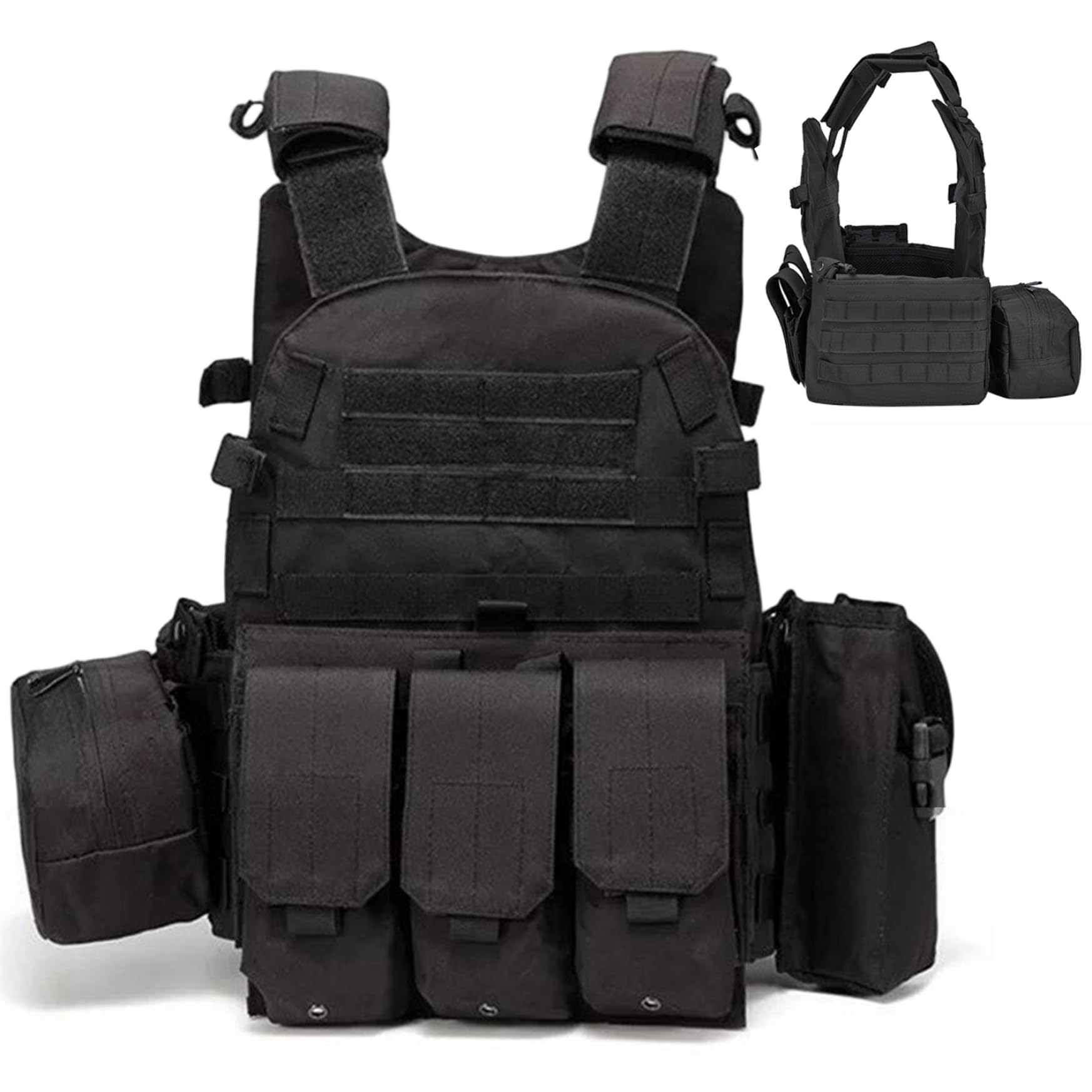 NIDONE Chaleco Airsoft, Portador de Placa Molle Multifuncional, Chaleco de Paintball Transpirable Ajustable para Entrenamiento de Guardias de Seguridad, Campo y Exteriores