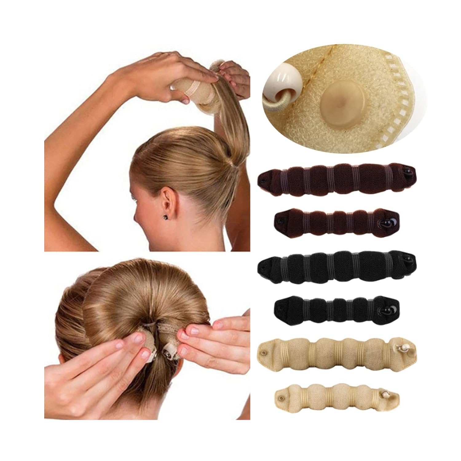 Hair Bun Crown Shapers, Magic Roll Tool Hair Ring, Diy Hair Foam Ring Shaper Snap,Women Hair Bands For Short Hair ,Waves, Ballet Buns, French Twist (Coffee - Small 19cm) : Beauty & Personal Care