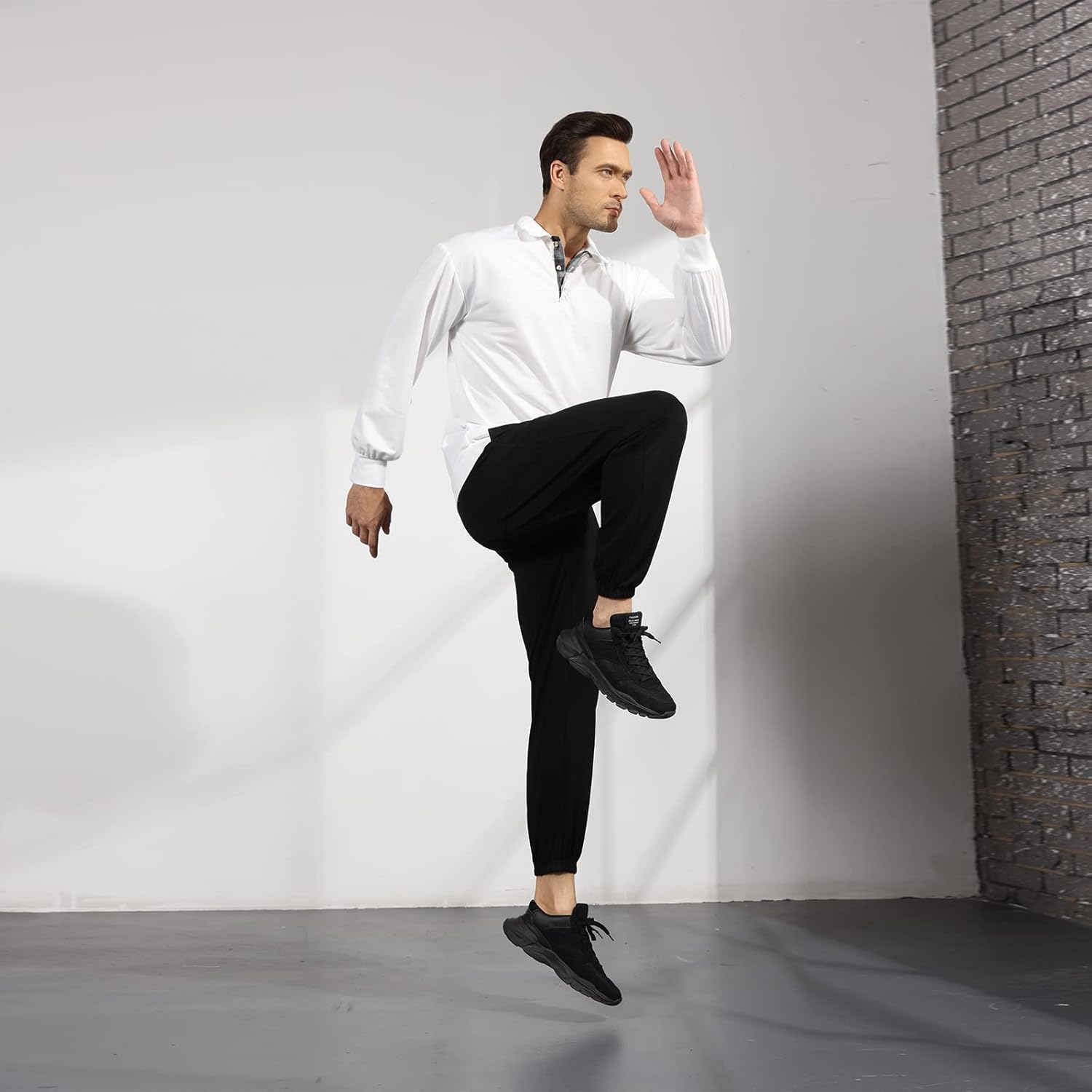 Opomelo Men's Long Sleeve Pullover Polo Shirts-Casual Loose Fit Sweatshirts V Neck Tops - Image 7